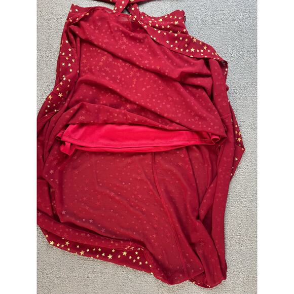 Boohoo Star Print Cut Out Skater Dress Red Gold US Size 8 - Picture 6 of 11